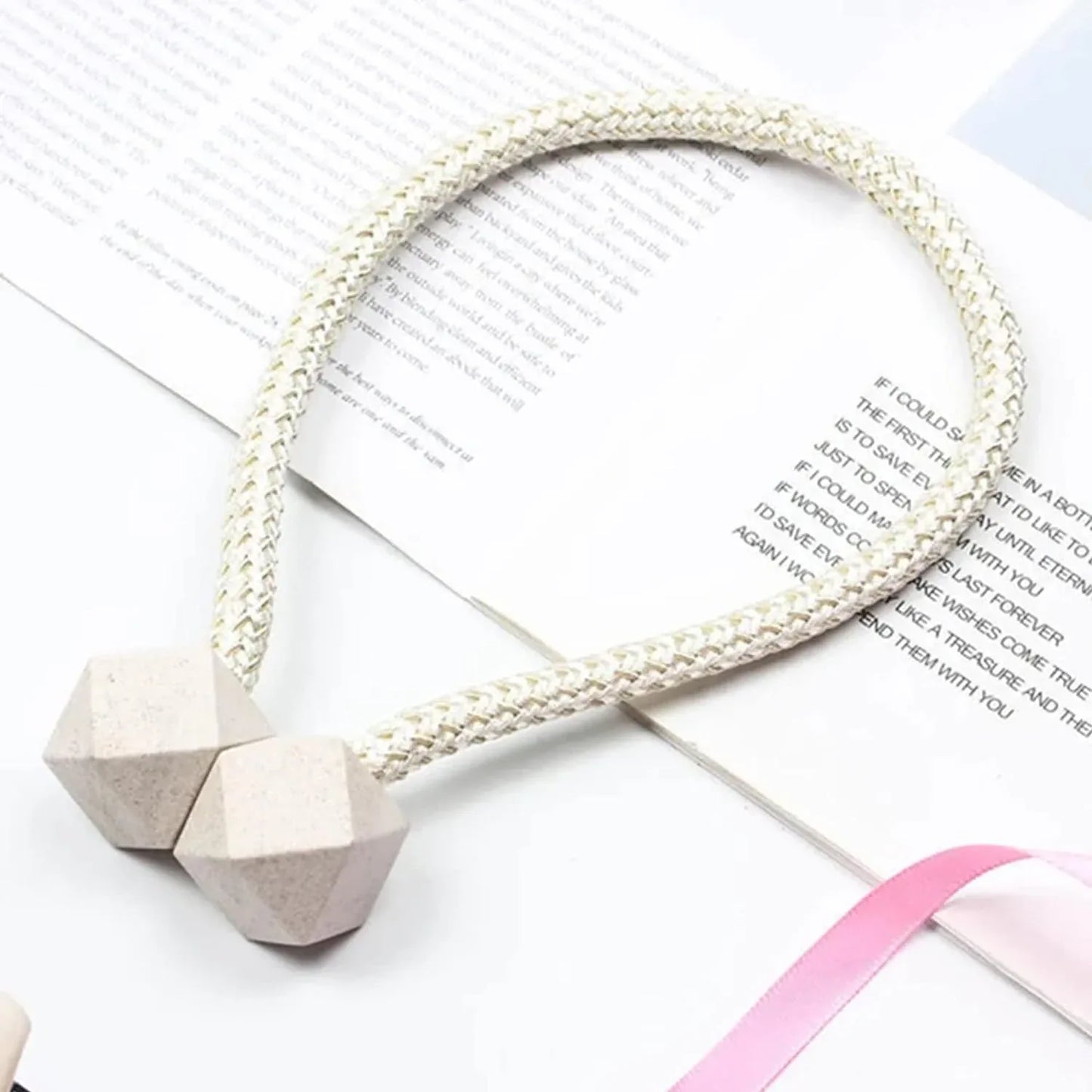 1422 Home Plastic Curtain Tiebacks Straps Buckle Clips Rope Straps Window Curtain Bracket Decoration Pearl Decorative Rope Holdback Holder For Window (2 Pc) - Zidbik