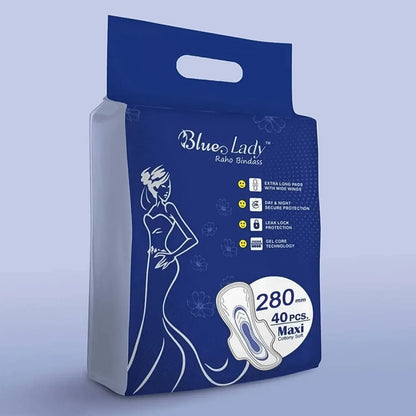 Blue Lady Extra Long Pads With Wides Wings Sanitary Pads 280 Mm 40-pack - Zidbik