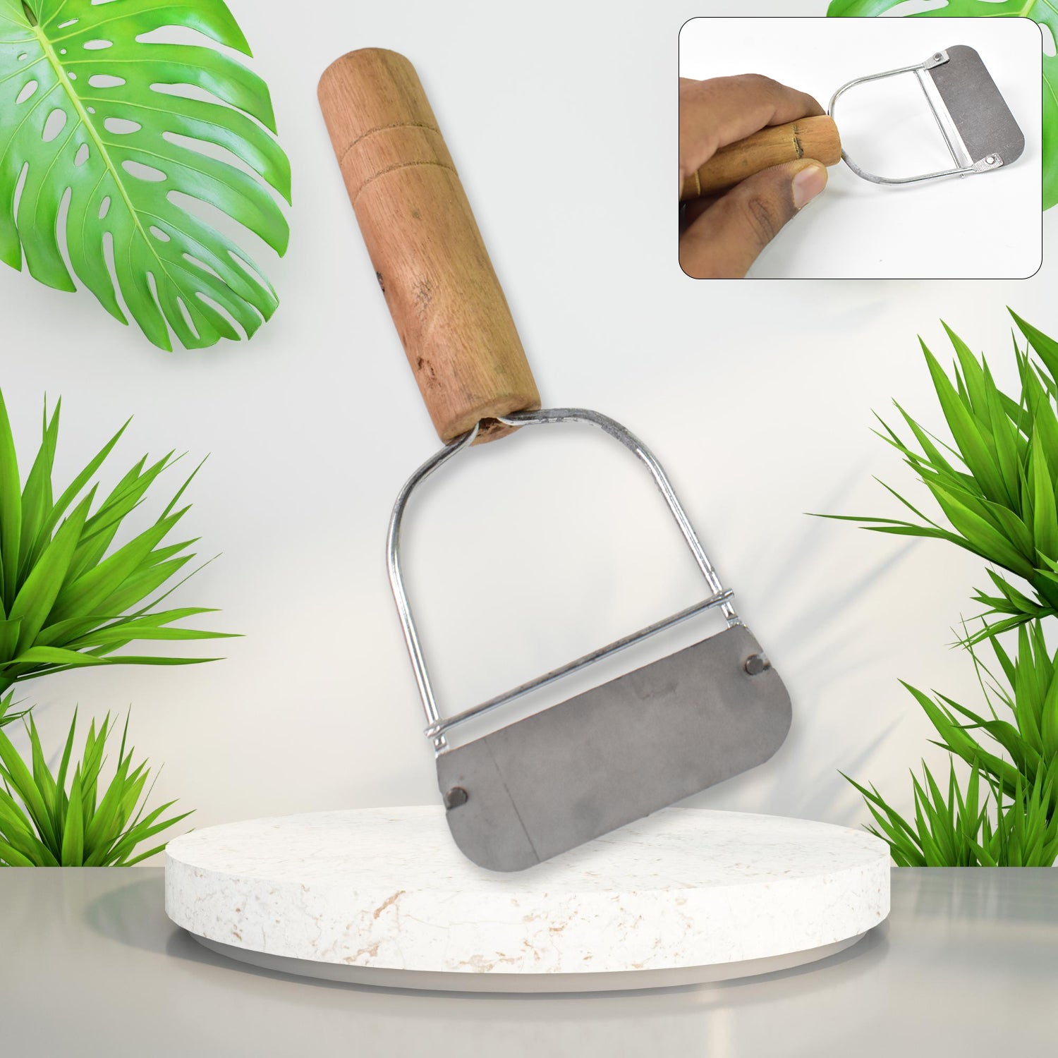 Wooden Handle Metal Vegetable Cutter Peeler Slicer (1 Pc) - Zidbik