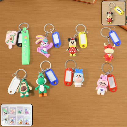 Cartoon Character Keychain With Name Tag (Mix Design 1 Pc) - Zidbik