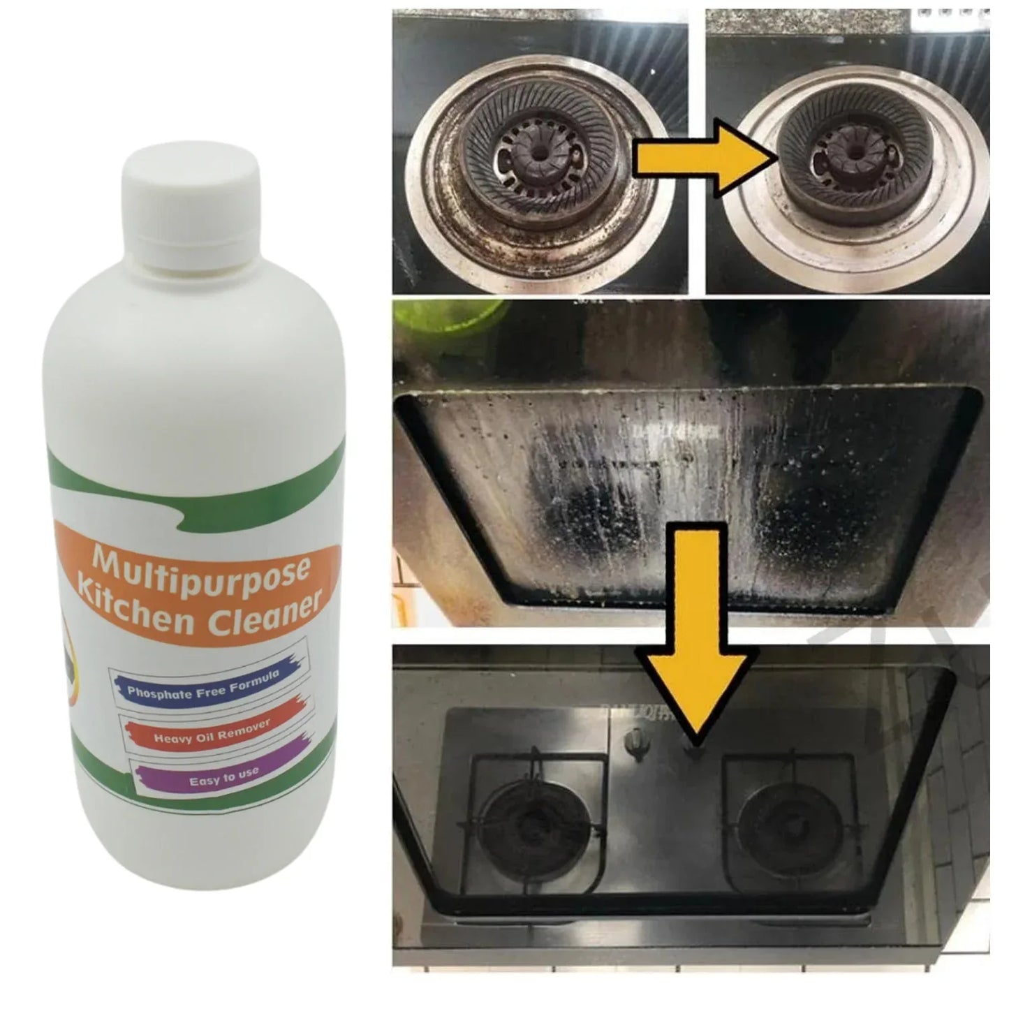 0310 Kitchen Cleaner Spray Oil Grease Stain Remover Stove Chimney Cleaner Spray Non-flammable Nontoxic Magic Degreaser Spray For Kitchen Gas Stove Cleaning Spray (Approx 500ml) - Zidbik