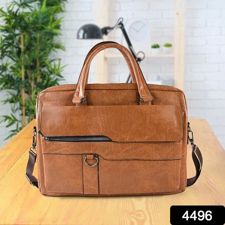 Premium Faux Leather Multipurpose Messenger Briefcase With Shoulder Strap (1 Pc) - Zidbik