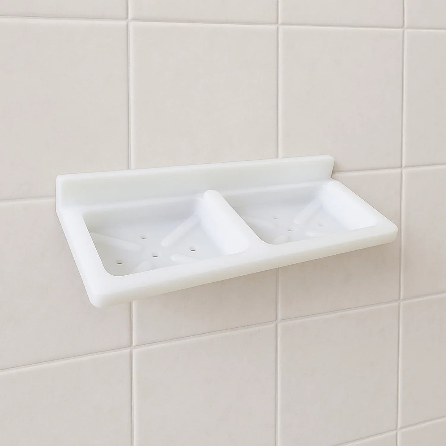 Wall Mounted Double Compartment Soap Sponge Holder (1 Pc) - Zidbik