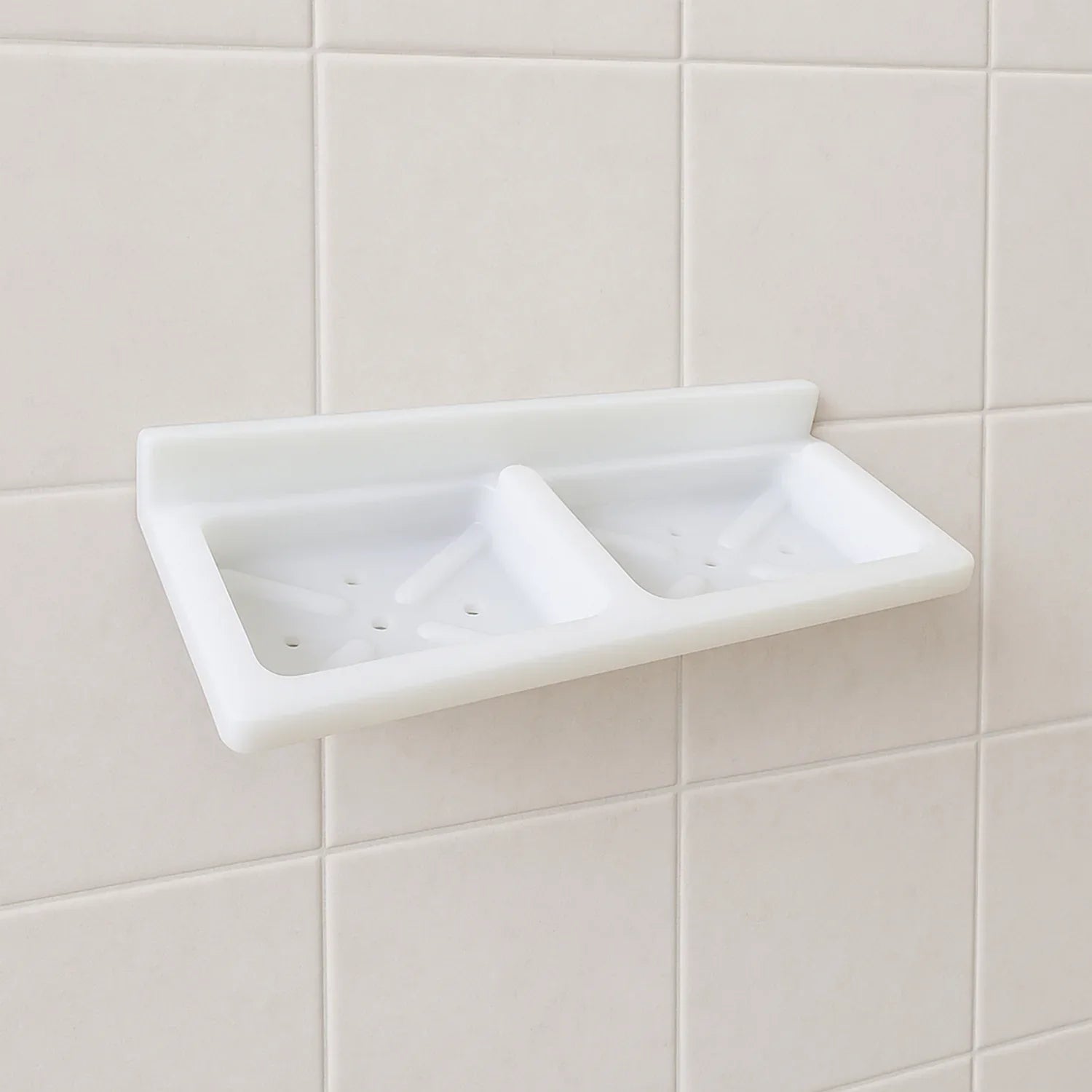 Wall Mounted Double Compartment Soap Sponge Holder (1 Pc) - Zidbik