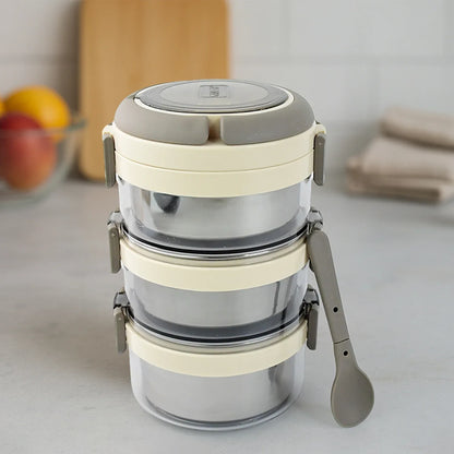 Ganesh Steko-3 Triple Layer Stainless Steel Insulated Lunch Box Set - Zidbik
