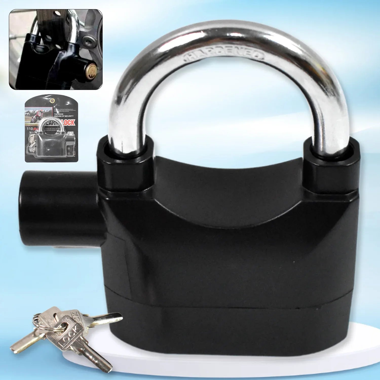 Plastic Body Waterproof Siren Alarm Smart Alarm Lock 3 Keys (1 Set) - Zidbik