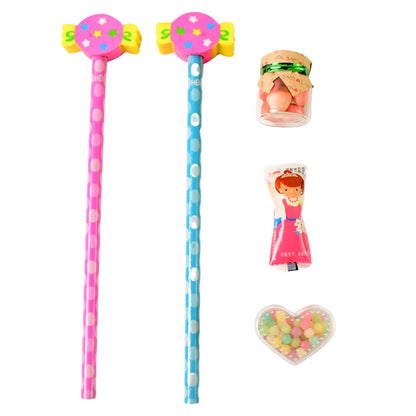 Fun Candy Design Pencil Set With Accessories Set (1 Set ) - Zidbik