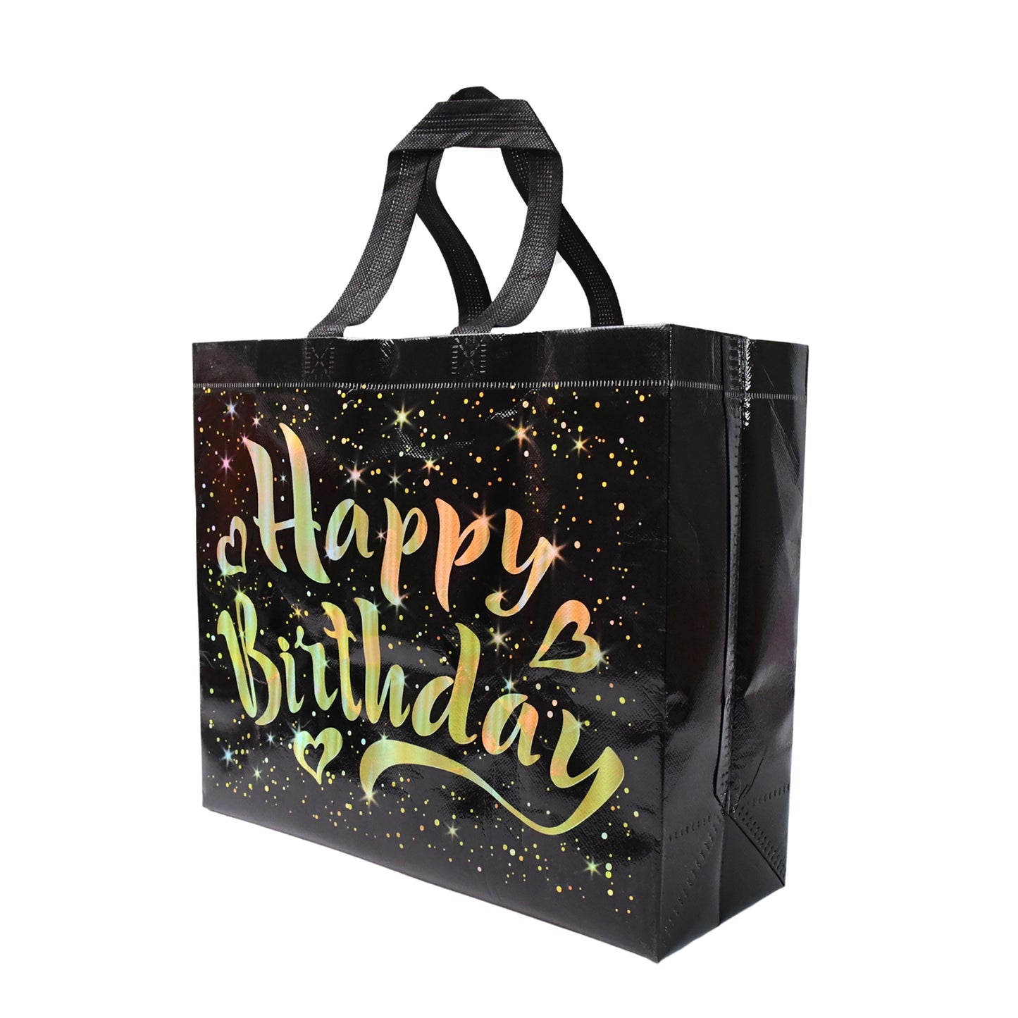 Birthday Gift Bag With Gold Shiny Stars Reusable Party Gift Bags (1 Pc) - Zidbik