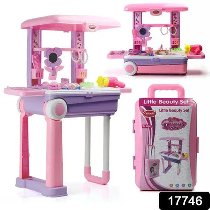 17746 Big Beauty Set Suitcase On Wheel The Ultimate Beauty Set On Wheels For Girls Makeup Kit Is Easy To Clean Use Portable Beauty Set With 25 Pieces For 3 Years Bis Approved. (Beauty Set Trolley) - Zidbik