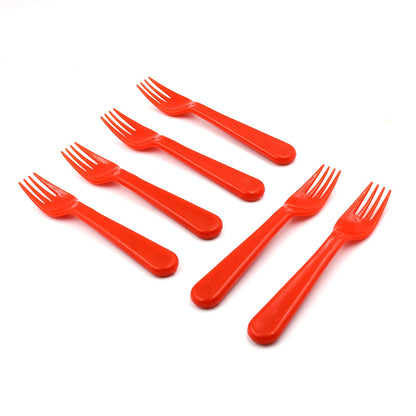 5968 Plastic Fork Spoon Fork Spoon Set Fruit Fork Spoon Set  Baby Fork Spoonvegetable Fork Spoon Plastic Salad Spoon Dessert Spoon (6pc Set) - Zidbik