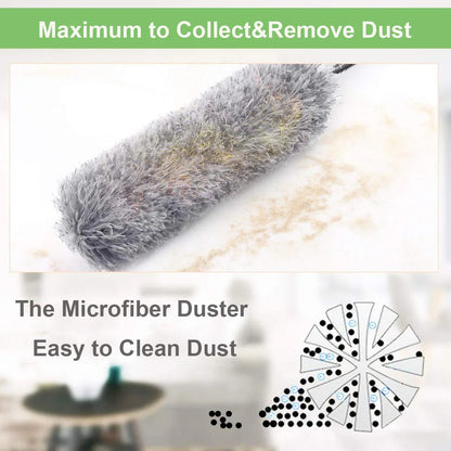 1279 Microfiber Dusters For Cleaning Telescoping Feather Duster With 100 Inches Extendable Handle Pole Dusting Cleaning Tools For Cleaning High Ceiling Ceiling Fan Blinds Cobwebs Furniture Cars - Zidbik