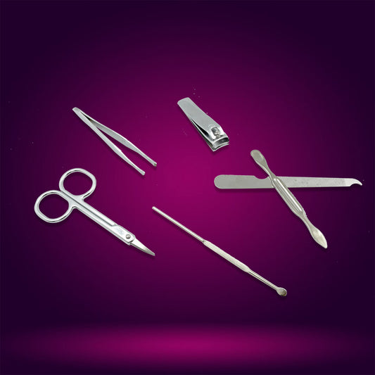 6729 Nail Scissors Professional Nail Clippers Kit Manicure Set 6 Pieces Top Grade Stainless Steel Grooming Kit For Travel Or Home Manicure Set (6 Pc Set) - Zidbik