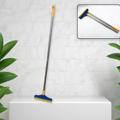 7928 2 In 1 Cleaning Brush Long Handle Floor Brush Rotatable Cleaning Brush For Bathroom Kitchen 120 Degree Triangular Rotating Brush Head With Wiper - Zidbik