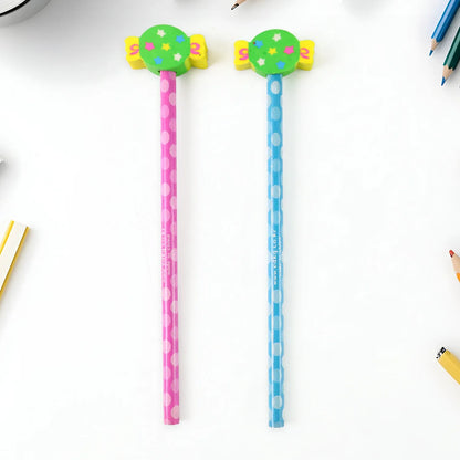 Fun Candy Design Pencil Set With Accessories (1 Set Mix Design) - Zidbik
