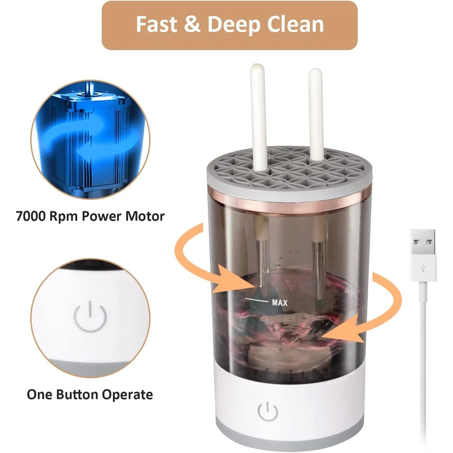 12987 Automatic Makeup Brush Cleaner Fast Electric Brush Cleaner Hand Free Machine Super Clean Brush Washer Brushes Organizer Tool (1 Pc) - Zidbik