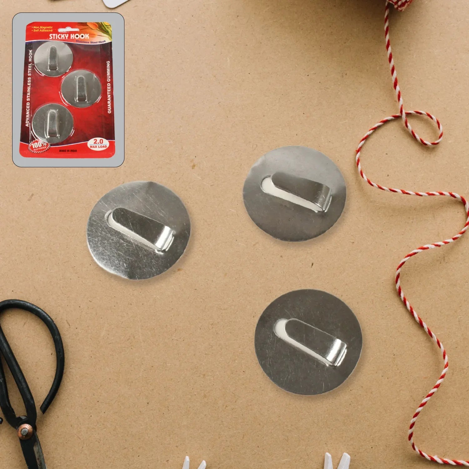 Self- Adhesive Hooks Heavy Duty Wall Hooks Hangers Stainless Steel Waterproof Sticky Hooks For Hanging Robe Coat Towel Kitchen Bathroom And. - Zidbik
