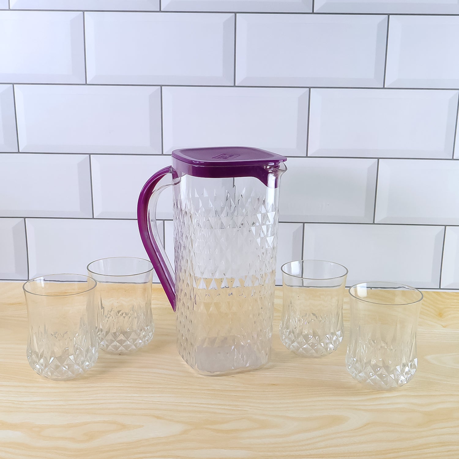 Supermom Roma Plastic Jug With Glasses Combo Set (5 Pc) - Zidbik
