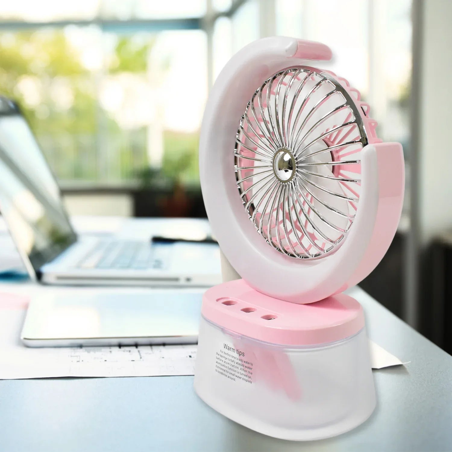 Desktop Fan - Camping Fan With Led Light Portable Humidifying Fan (1 Pc Plug Play Fan) - Zidbik