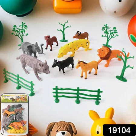 Animal Kingdom Plastic Toy Set For Kids (14 Pc) - Zidbik
