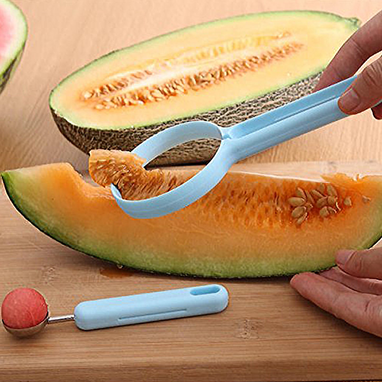 8154 2 In 1 Kitchen Tool - Soft Fruit Peeler And Baller - Avocado Papaya Watermelon Honey Dew - Kitchen Gadget Tool (1 Pc) - Zidbik