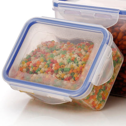 5827 Rectangle Abs Airtight Food Storage Containers With Leak Proof Locking Lid Storage Container Set Of 3 Pc (Approx Capacity 500ml1000ml1500ml Transparent) - Zidbik