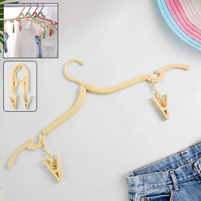 Multipurpose Foldable Cloth Hanger With Dual Clips (1 Pc) - Zidbik