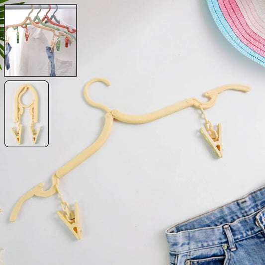 Multipurpose Foldable Cloth Hanger With Dual Clips (1 Pc) - Zidbik