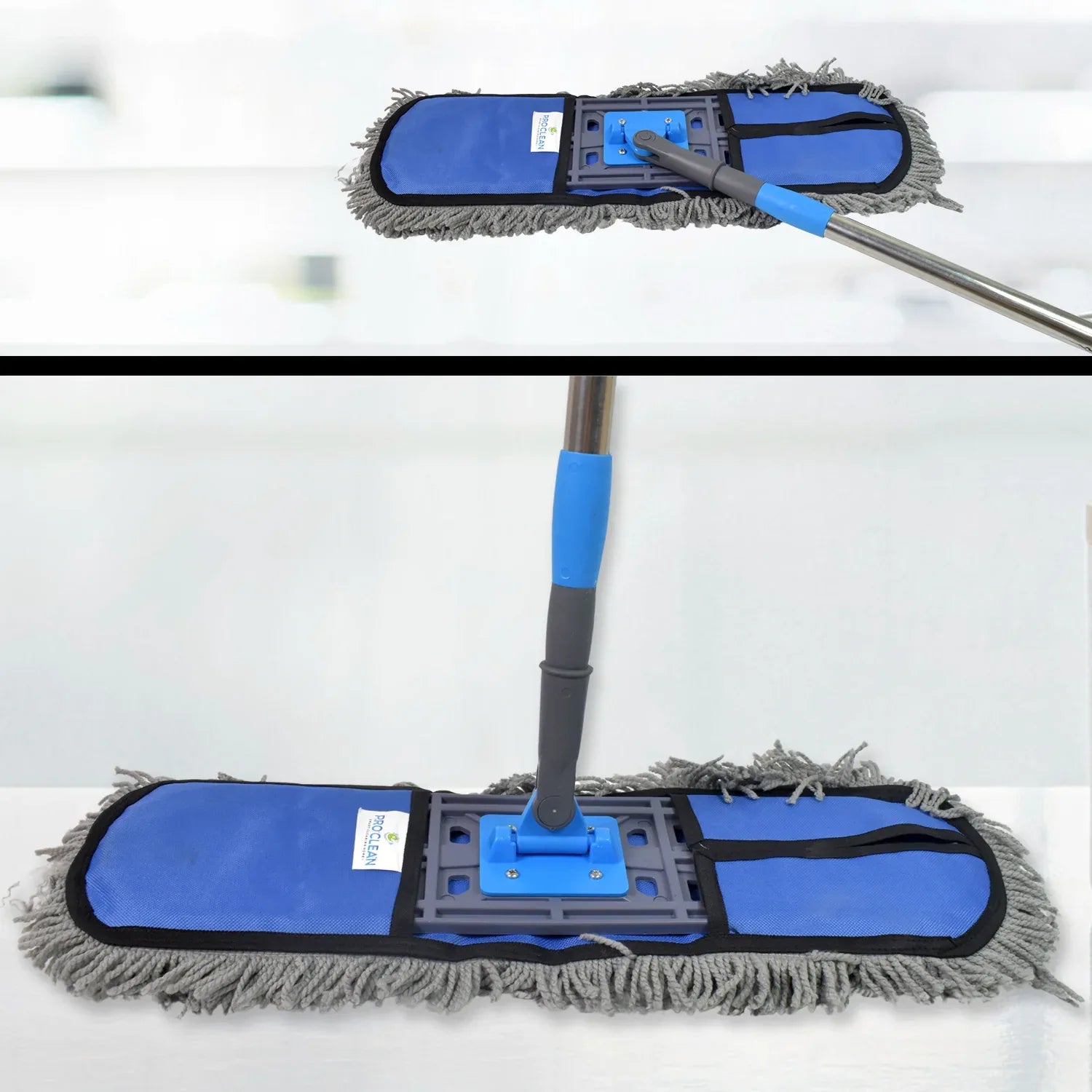 Wet And Dry Cotton Pad Floor Mop With Long Aluminium Handle (1 Pc Large) - Zidbik