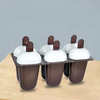 1148 Plastic Ice Candy Maker Kulfi Maker Moulds Set With 6 Cups (Multicolour) - Zidbik