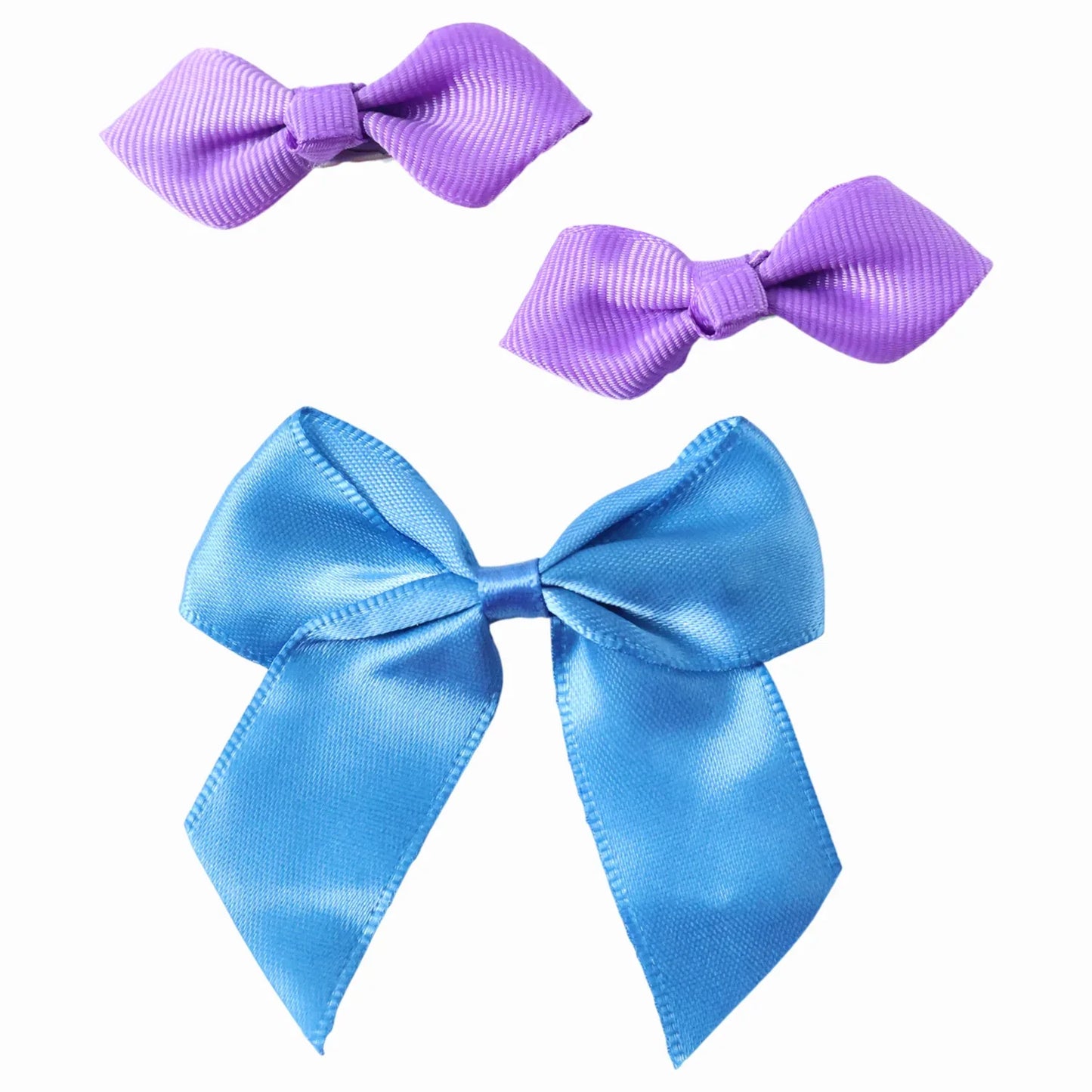 Elegant Satin Ribbon Bow Hair Clips Set (3 Pc) - Zidbik