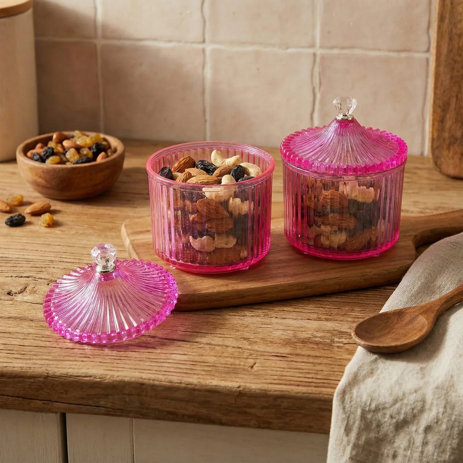 Plastic Luxury Transparent Dry Fruit Storage Jars (2 Pc) - Zidbik