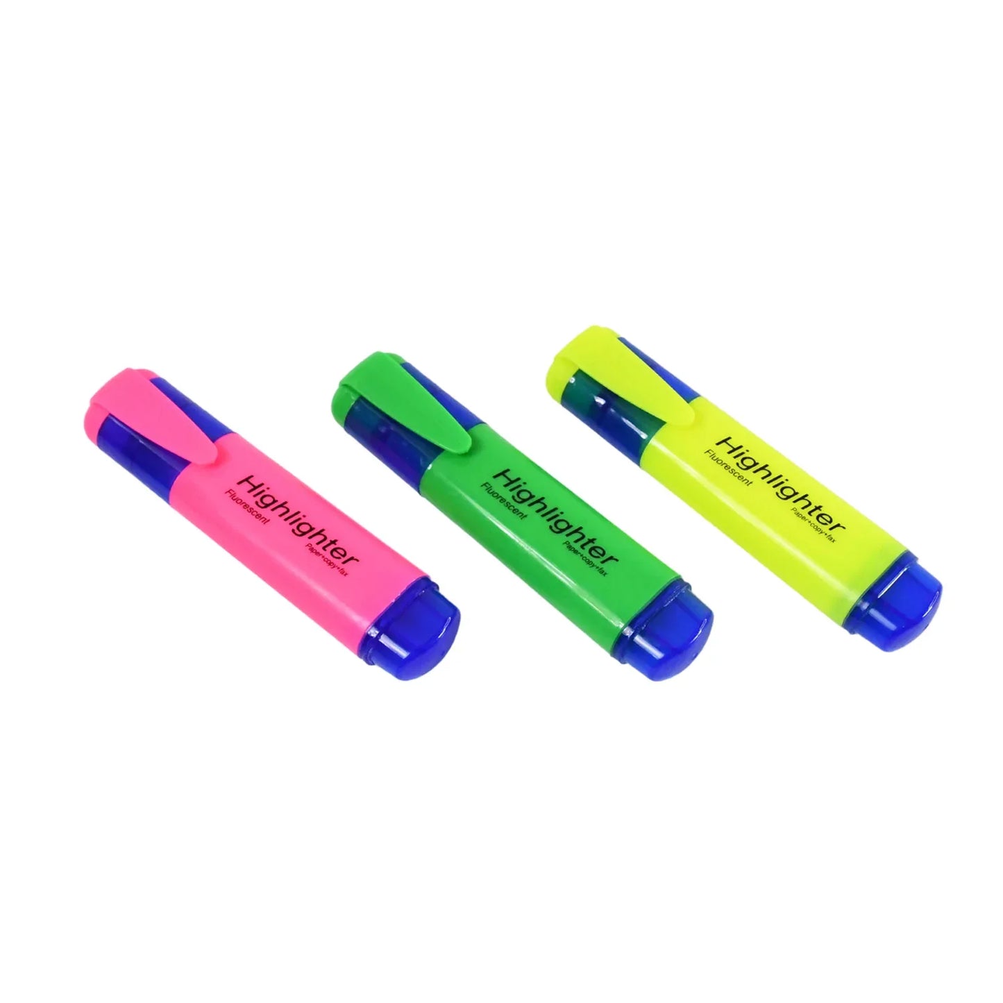 Highlighter Pen Assorted Colours Water Based Broad Tip Writing Marker (3 Pcs Set) - Zidbik