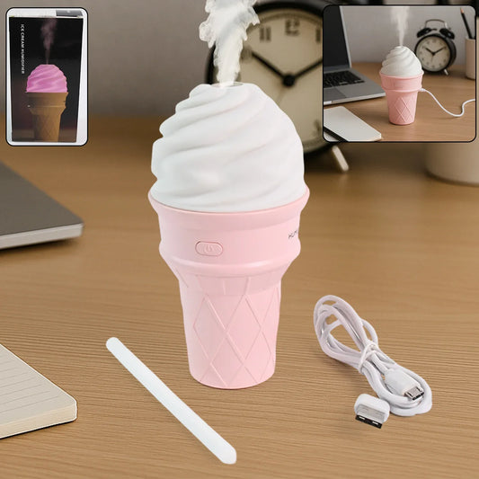 Ice Cream Cone Shape Air Freshener Humidifier (1pc Pink) - Zidbik