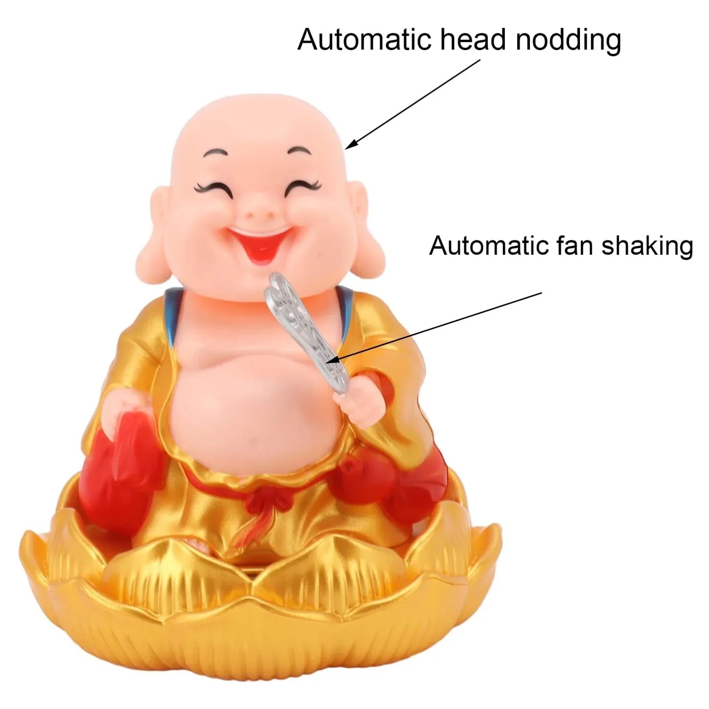 Solar Power Moving Buddha Car Ornament (1 Pc) - Zidbik