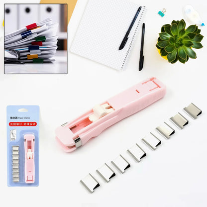 Portable Paper Clamp With 8 Pcs Clip Dispenser Handheld Paper Fast Clam (1 Set) - Zidbik