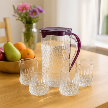 Supermom Roma Plastic Jug With Glasses Combo Set (5 Pc) - Zidbik