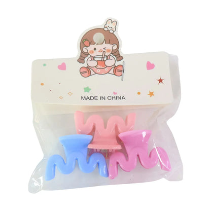 Plastic Small Hair Clips For Girls Kids Hair Accessories (3 Pcs Set Mix Color Design) - Zidbik