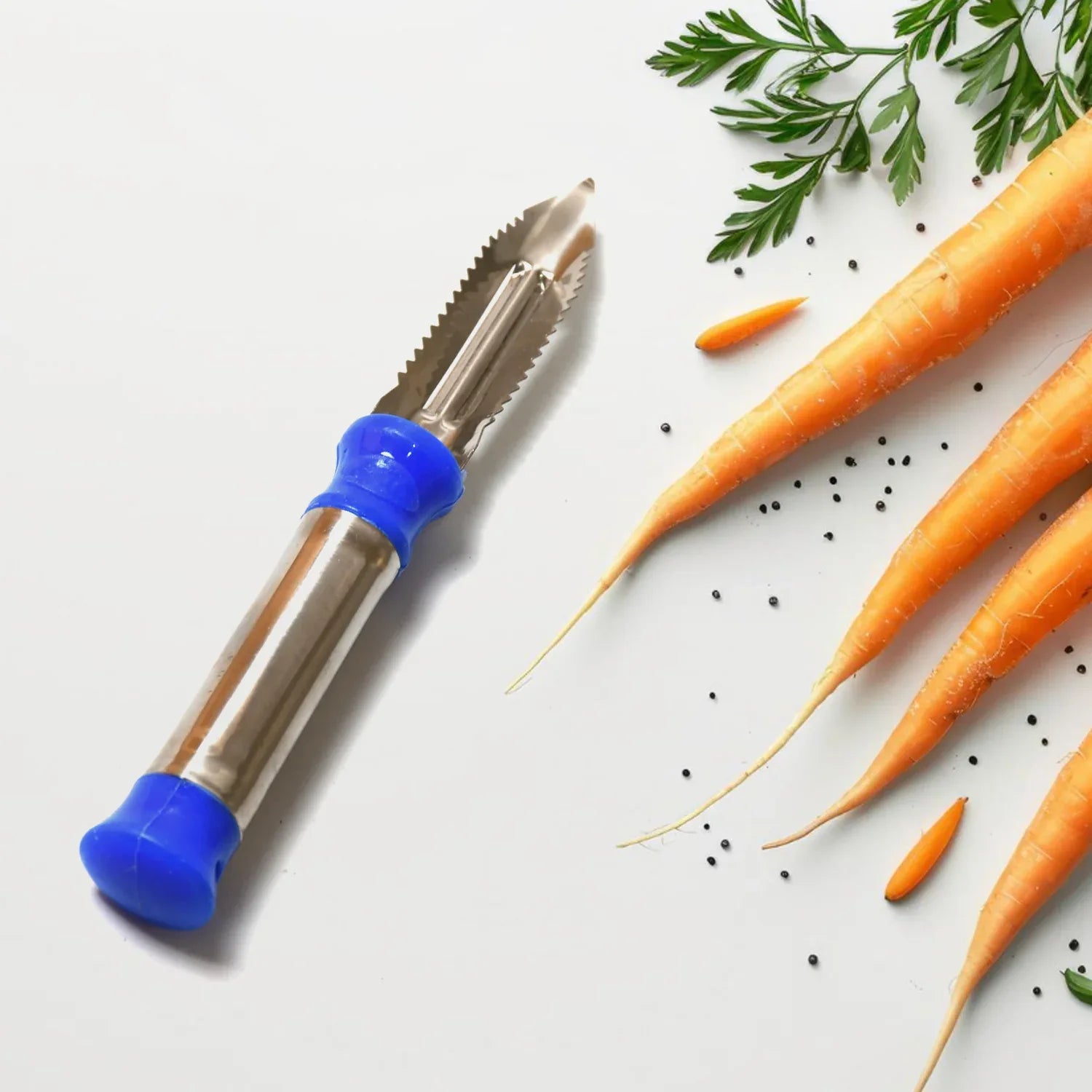 8218 2in1 Multi-purpose Stainless Steel Peeler With Hanging Ring For Vegetables Potato Peeler Carrot Grated Suitable For Peeling And Shredding Fruit And Vegetables Kitchen Accessories Piller (1 Pc) - Zidbik