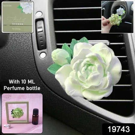 Elegant Rose Flower Car Air Freshener Clip For Ac Vent With Perfume Bottle 10ml(1 Pc) - Zidbik