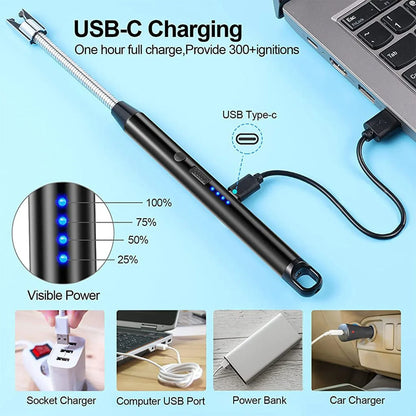 Lighter Long Flexible Electric Arc Usb Rechargeable Windproof Flameless Electronic Smoking Plasma Lighters - Zidbik