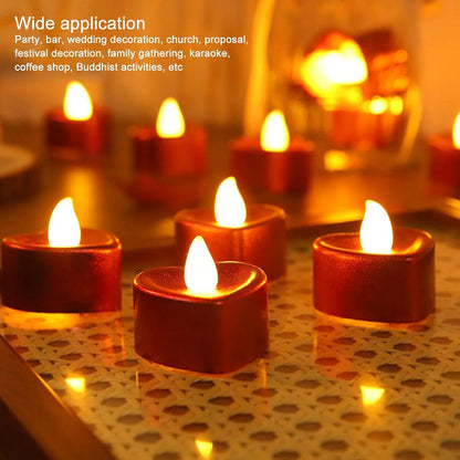 Heart Shaped Led Tea Light Candles (Mix Color 12 Pc) - Zidbik