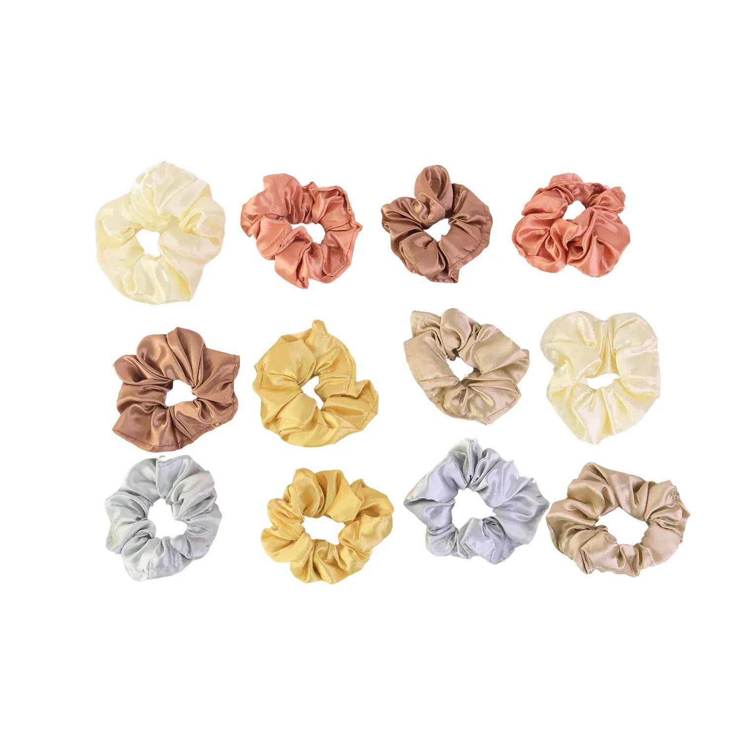 Premium Satin Hair Scrunchies Elastic Hair Ties For Women Girls (12 Pc) - Zidbik