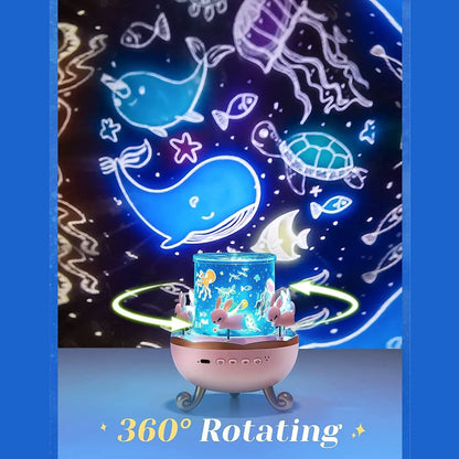 Bunnys Carousel Rotating Led Night Light - Zidbik