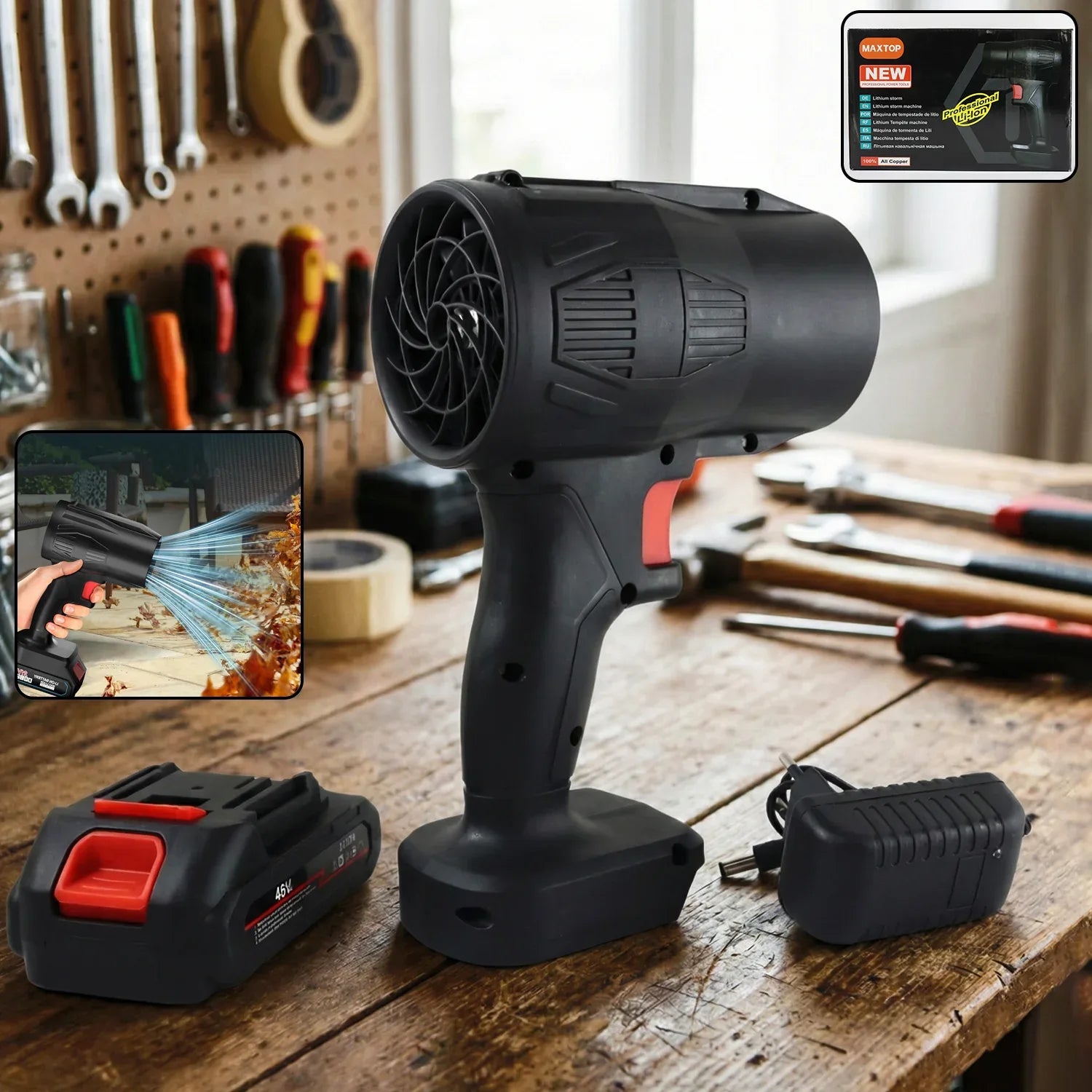 High-power Cordless Leaf Blower Fan With Rechargeable Battery (1 Pc) - Zidbik