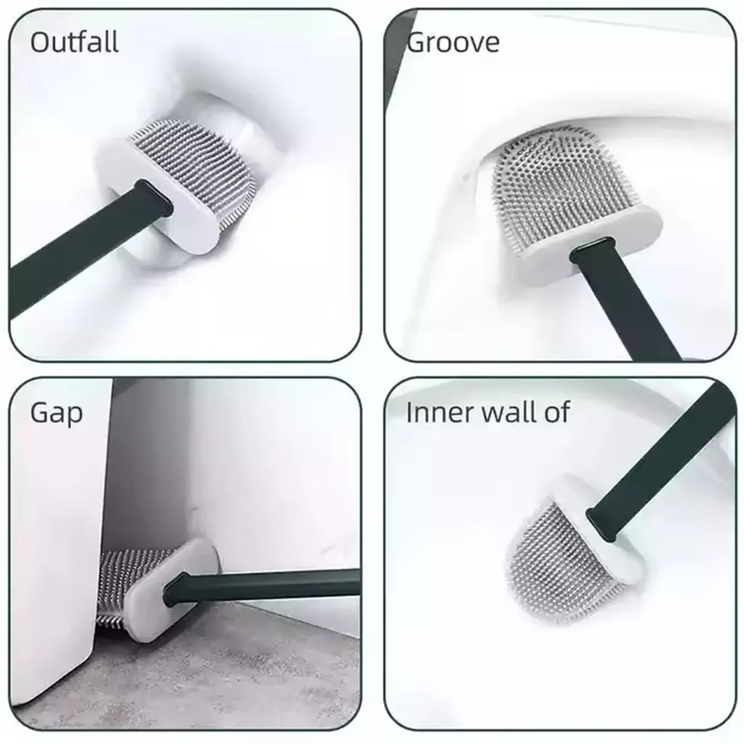 13050 Portable Silicone Toilet Brush With Holder Flex Toilet Brush - Wall Mounted Anti-drip Set Toilet Cleaner Brush Non-slip Long Handle Toilet Brush Pack Of 1 - Zidbik