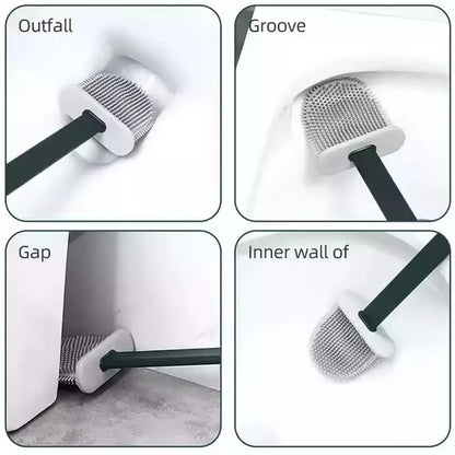 13050 Portable Silicone Toilet Brush With Holder Flex Toilet Brush - Wall Mounted Anti-drip Set Toilet Cleaner Brush Non-slip Long Handle Toilet Brush Pack Of 1 - Zidbik