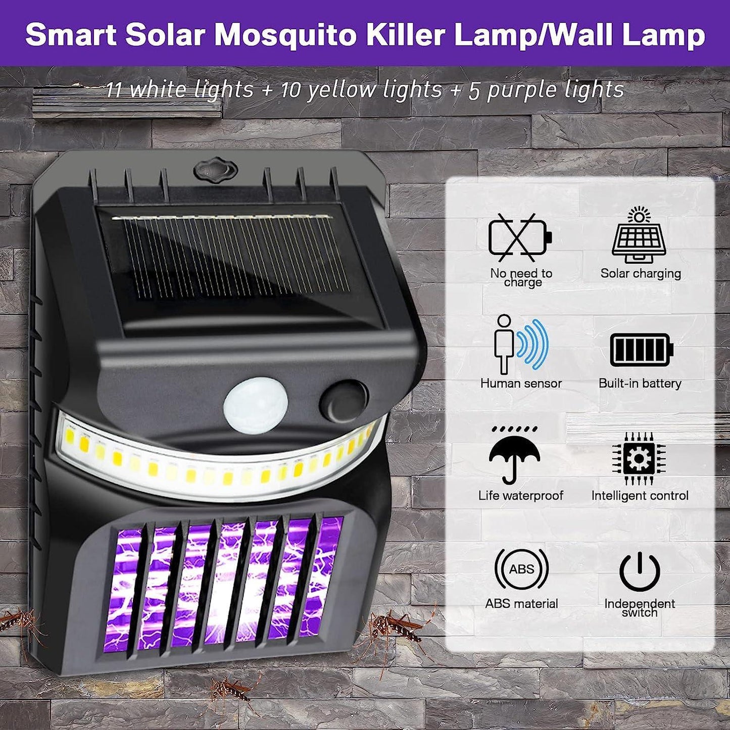 Bug Zapper Outdoor 2 In 1 Solar Mosquito Zapper Lamps (1 Pc) - Zidbik