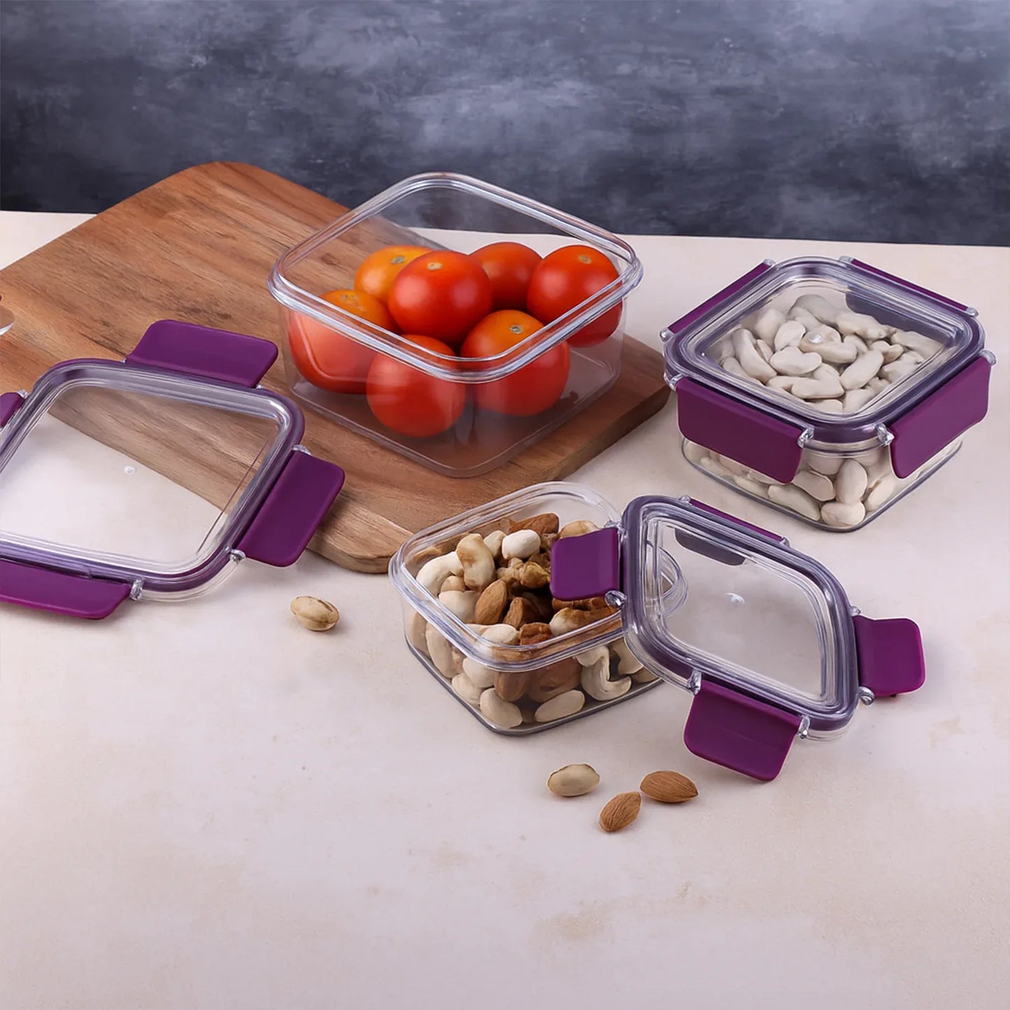 Airtight Square Food Storage Container Set (3 Pc) - Zidbik
