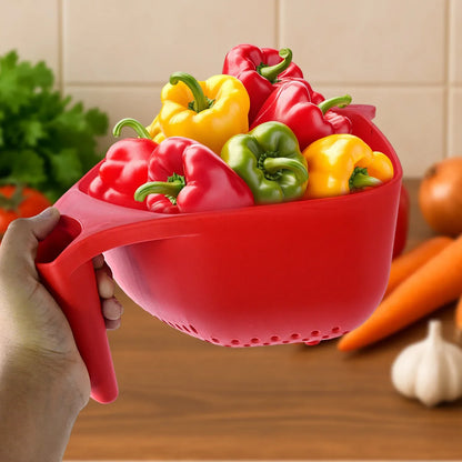 Apex Multi-functional Plastic Strainer Bowl With Ergonomic Handle (1 Pc) - Zidbik