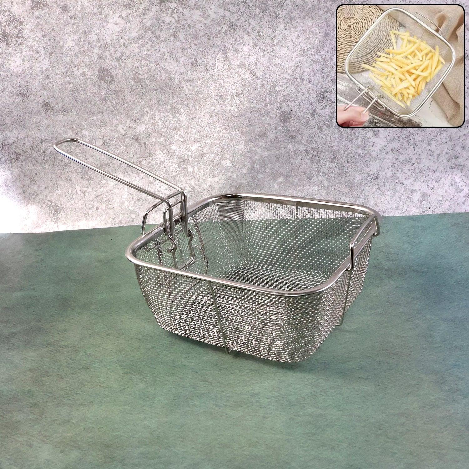 Stainless Steel Deep Fryer Basket With Long Handle (1 Pc) - Zidbik